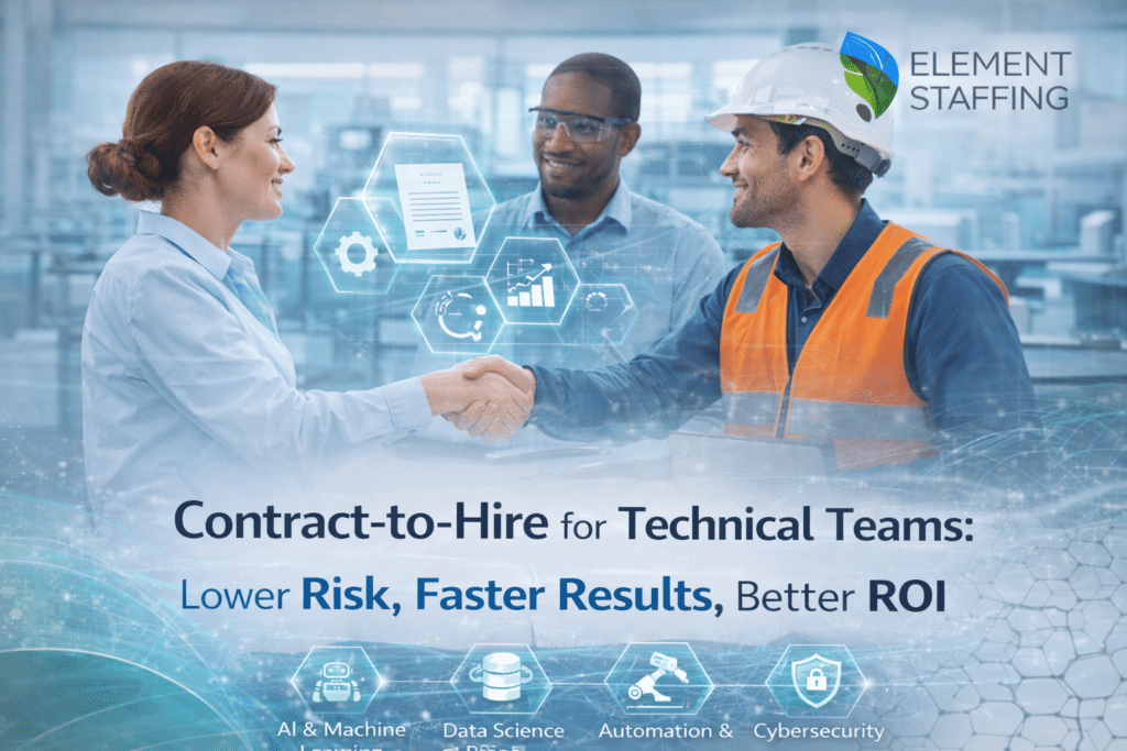 Contract to hire technical team members working in laboratory environment during evaluation period